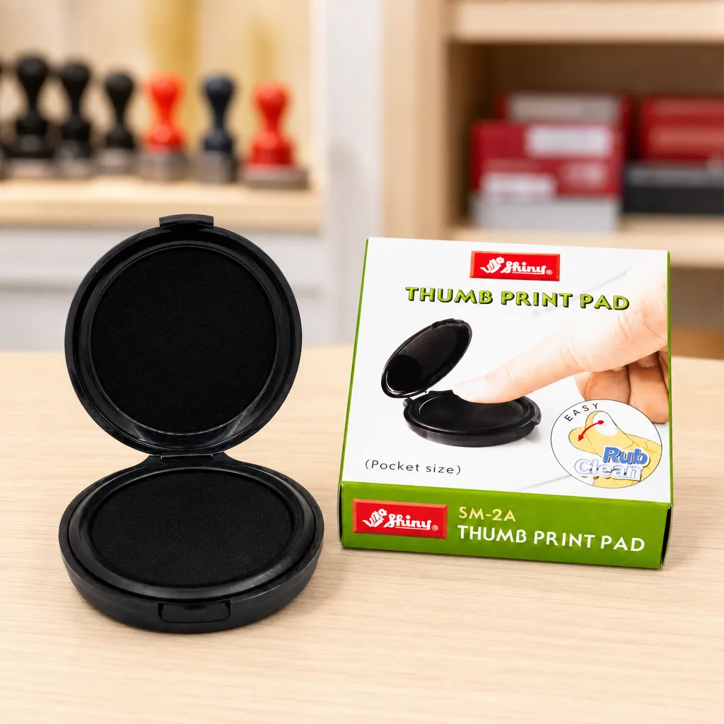 Khay mực lăn tay SM-2 Thumb Print Pad hộp tròn nắp lật dùng điểm chỉ vân tay