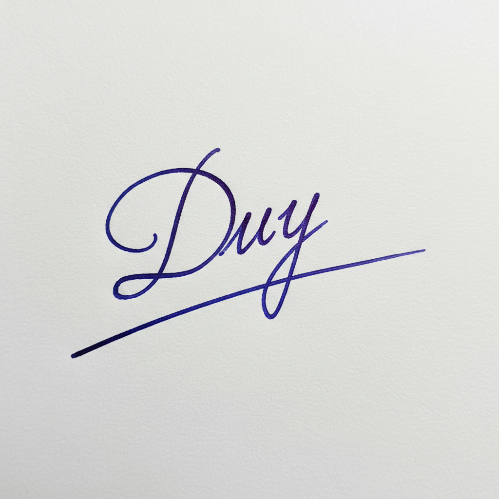 Chữ Ký Đẹp Tên Duy: Nghệ Thuật Tạo Dấu Ấn Riêng & Thu Hút Vận May Mẫu chữ ký tên Duy số 3