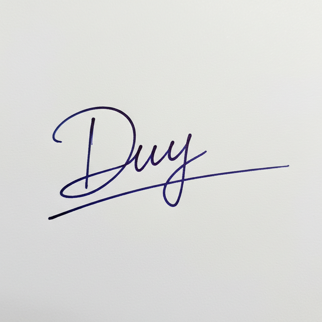 Chữ Ký Đẹp Tên Duy: Nghệ Thuật Tạo Dấu Ấn Riêng & Thu Hút Vận May Mẫu chữ ký tên Duy số 4