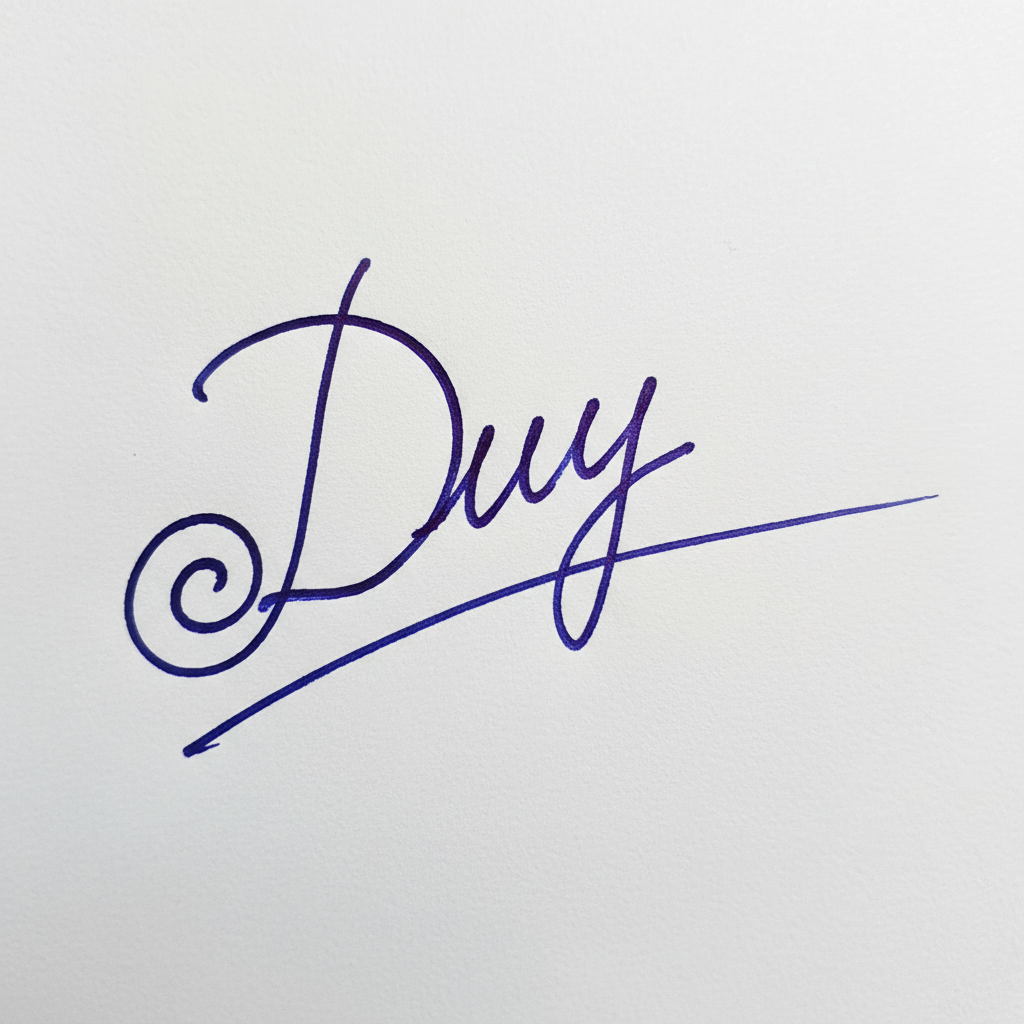 Chữ Ký Đẹp Tên Duy: Nghệ Thuật Tạo Dấu Ấn Riêng & Thu Hút Vận May Mẫu chữ ký tên Duy số 6