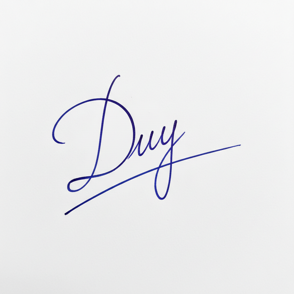 Chữ Ký Đẹp Tên Duy: Nghệ Thuật Tạo Dấu Ấn Riêng & Thu Hút Vận May Mẫu chữ ký tên Duy số 8
