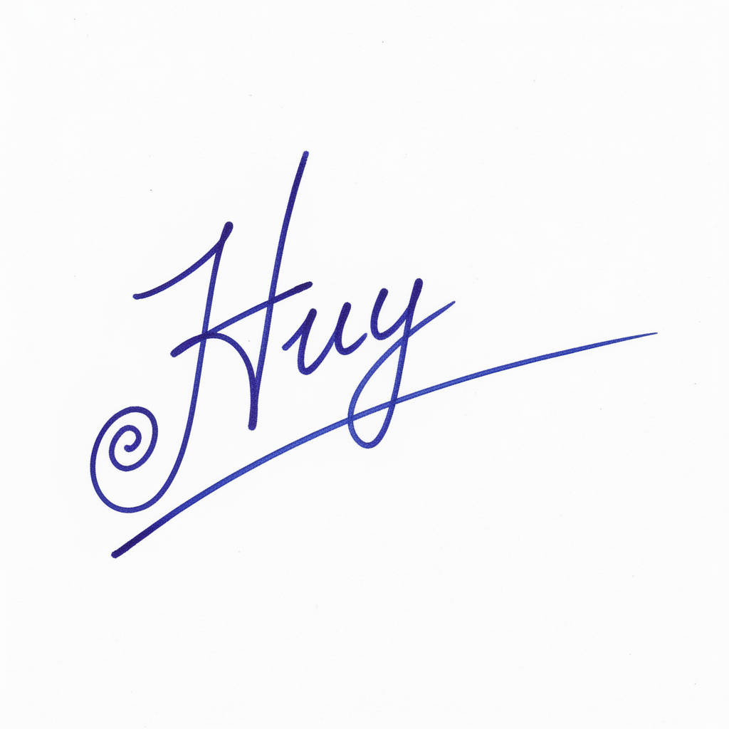 Mẫu chữ ký tên Huy số 6