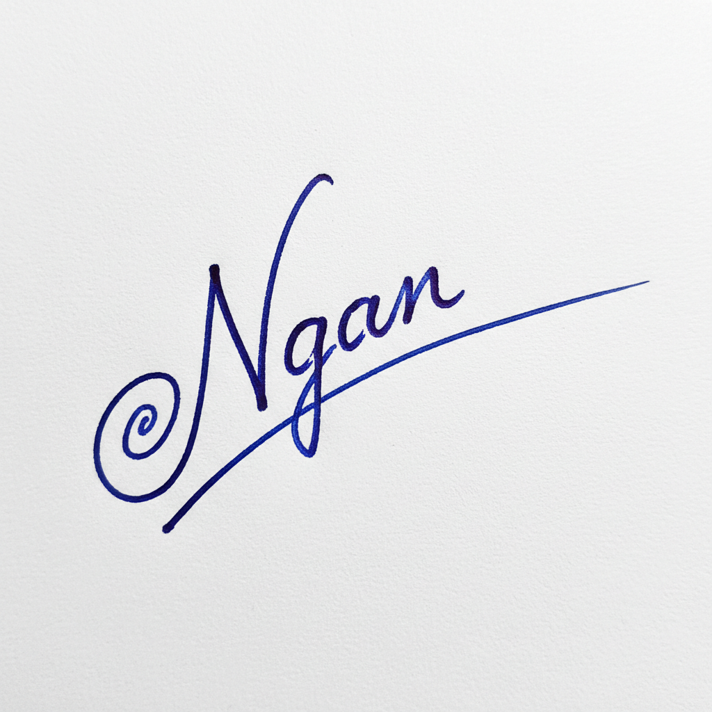 Mẫu chữ ký tên Ngân số 6