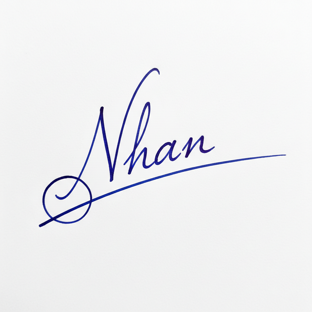 Mẫu chữ ký tên Nhân số 6