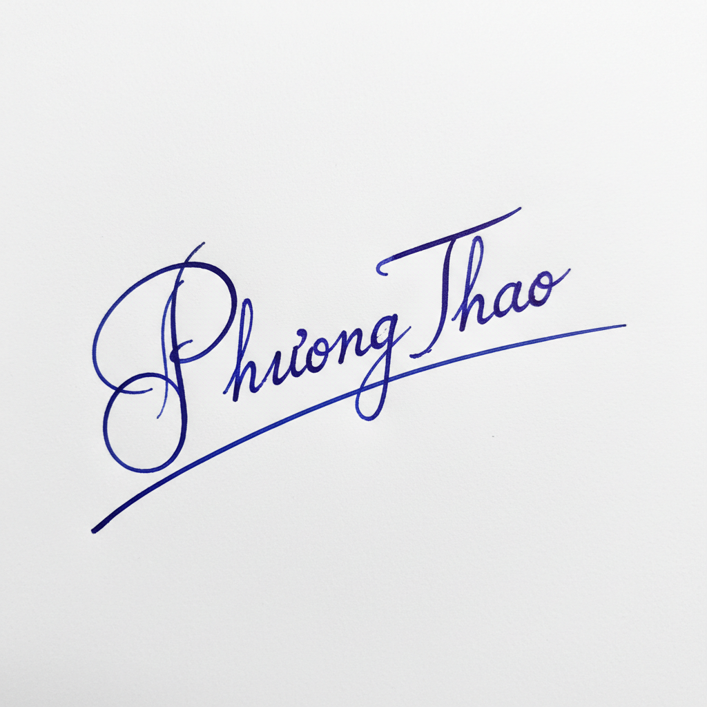Chữ Ký Đẹp Tên Phương Thảo: Hướng Dẫn Tinh Hoa Nét Bút Mang Lại May Mắn Mẫu chữ ký tên Phương Thảo số 6