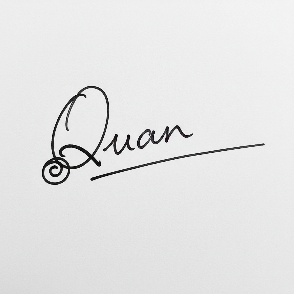 Chữ Ký Mẫu Tên Quân: Nghệ Thuật Tạo Dấu Ấn Riêng Biệt và Phong Thủy May Mắn Mẫu chữ ký tên Quân số 2