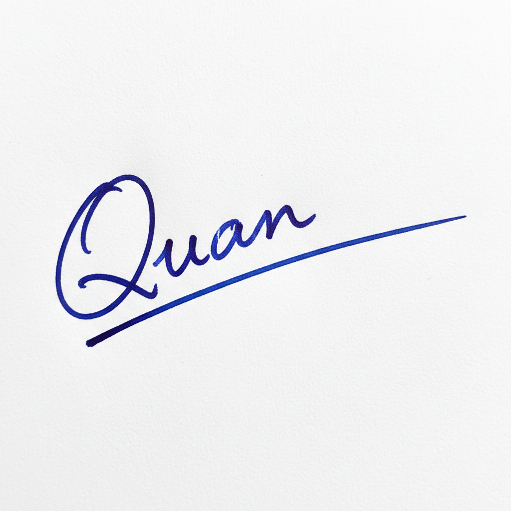 Chữ Ký Mẫu Tên Quân: Nghệ Thuật Tạo Dấu Ấn Riêng Biệt và Phong Thủy May Mắn Mẫu chữ ký tên Quân số 3