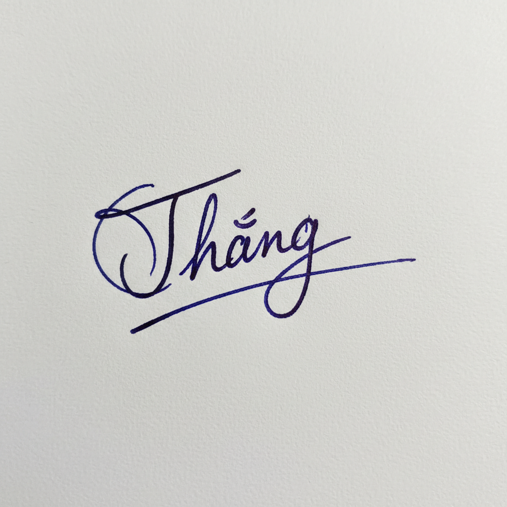 Mẫu chữ ký tên Thắng số 1