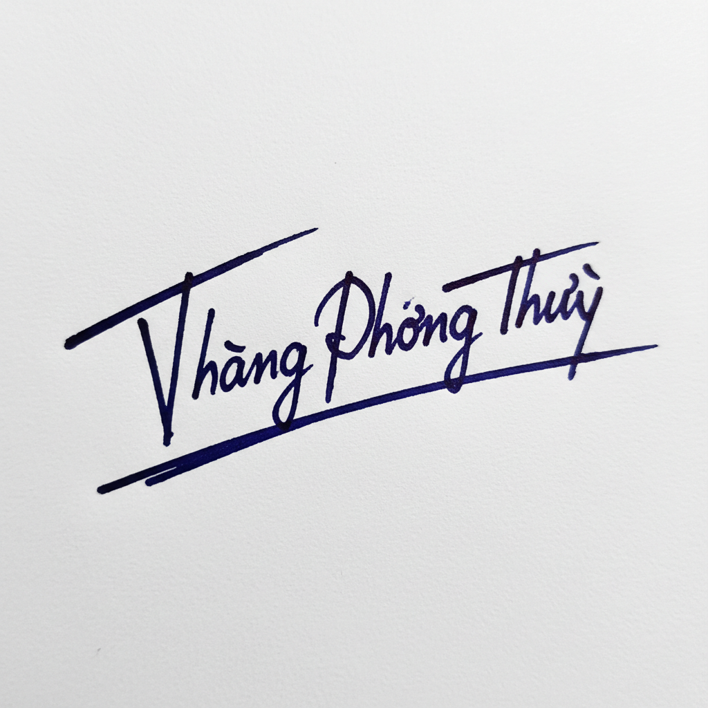 Mẫu chữ ký tên Thắng Phong Thủy số 9