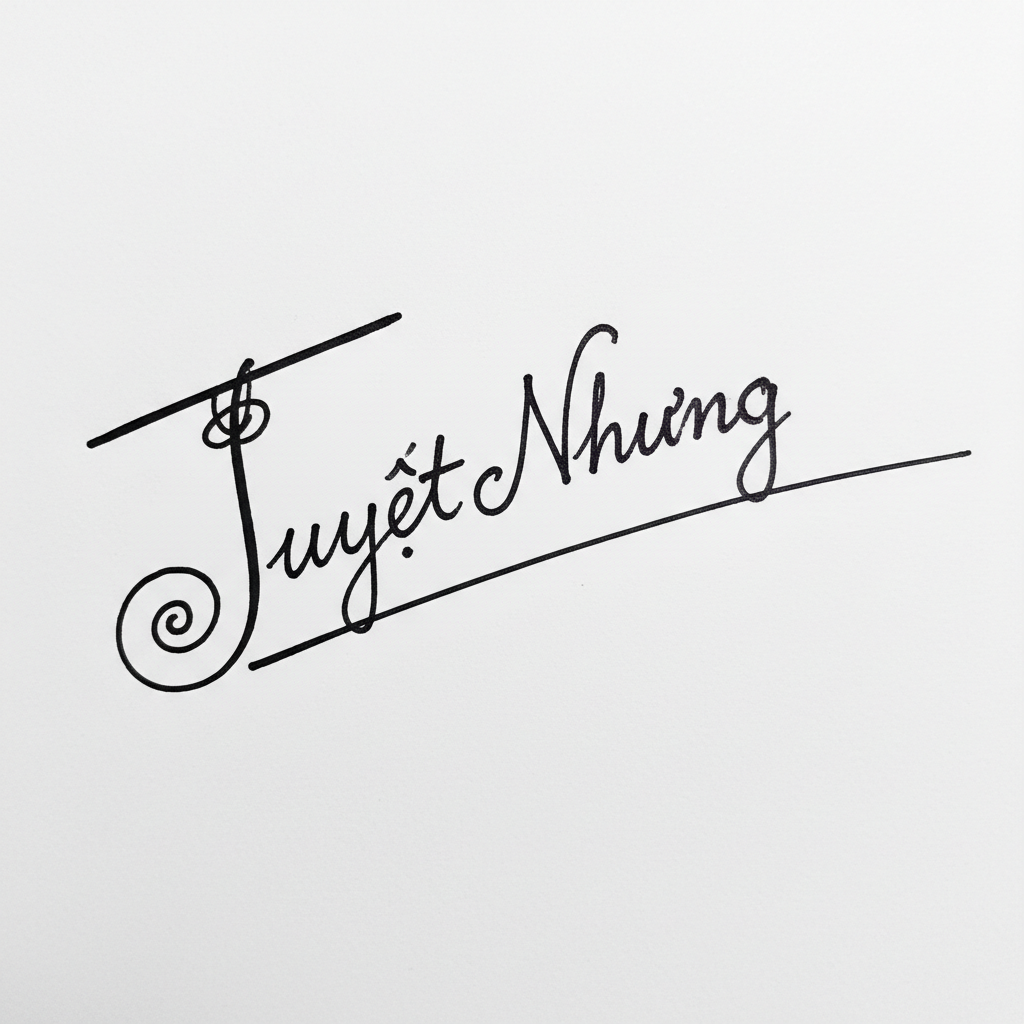 Chữ Ký Tên Tuyết Nhung: Thiết Kế Độc Đáo, Hợp Phong Thủy Để Vận May Thăng Hoa Mẫu chữ ký tên Tuyết Nhung số 2
