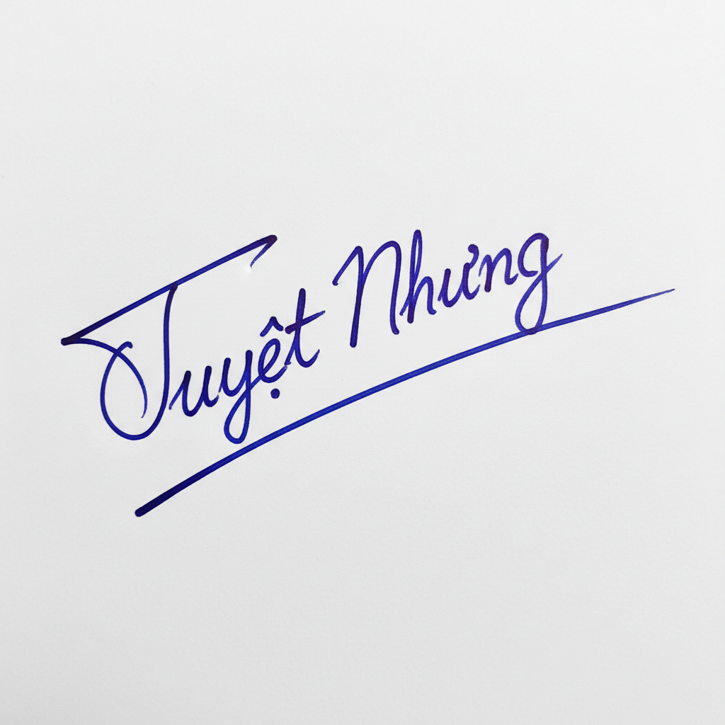 Chữ Ký Tên Tuyết Nhung: Thiết Kế Độc Đáo, Hợp Phong Thủy Để Vận May Thăng Hoa Mẫu chữ ký tên Tuyết Nhung số 3