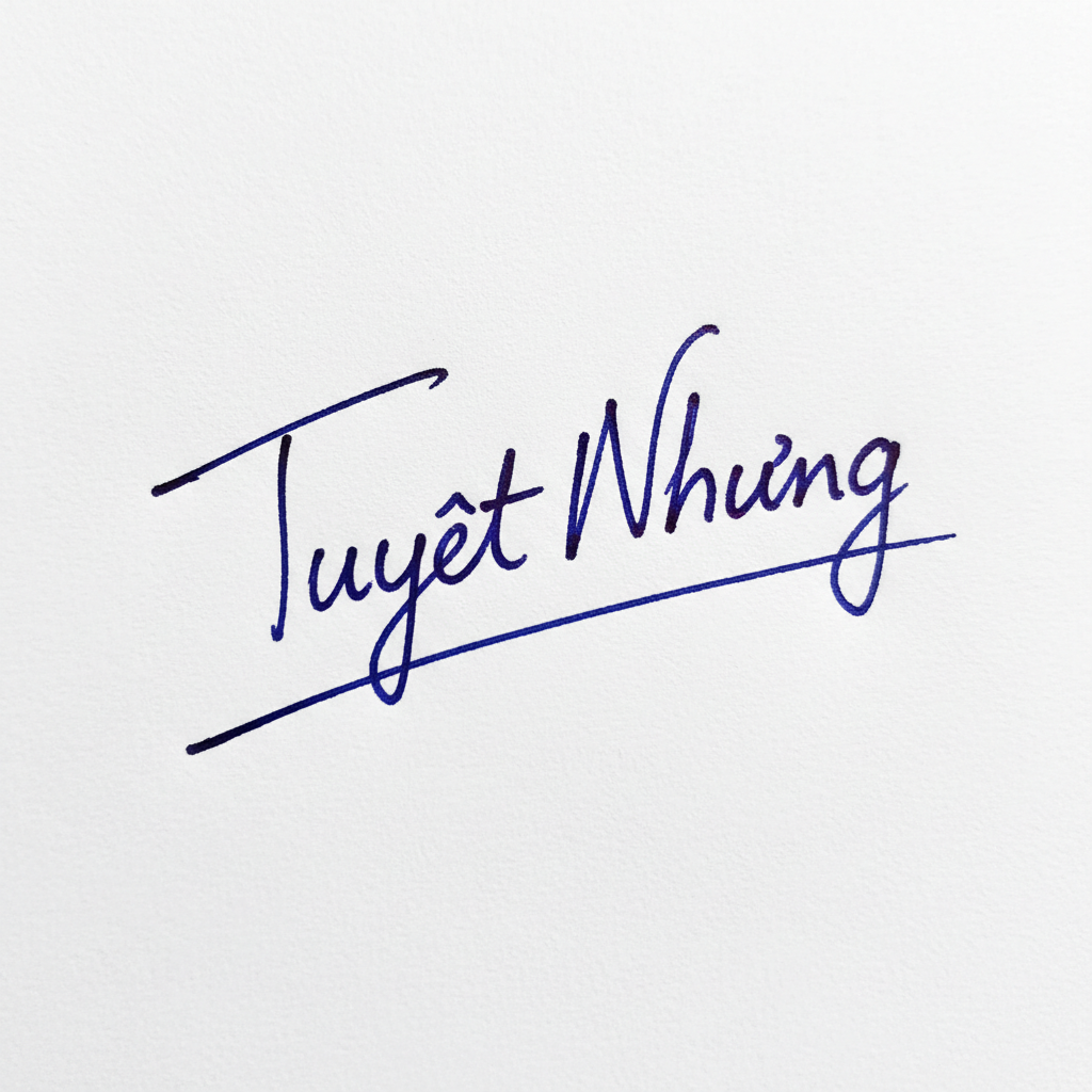 Chữ Ký Tên Tuyết Nhung: Thiết Kế Độc Đáo, Hợp Phong Thủy Để Vận May Thăng Hoa Mẫu chữ ký tên Tuyết Nhung số 4
