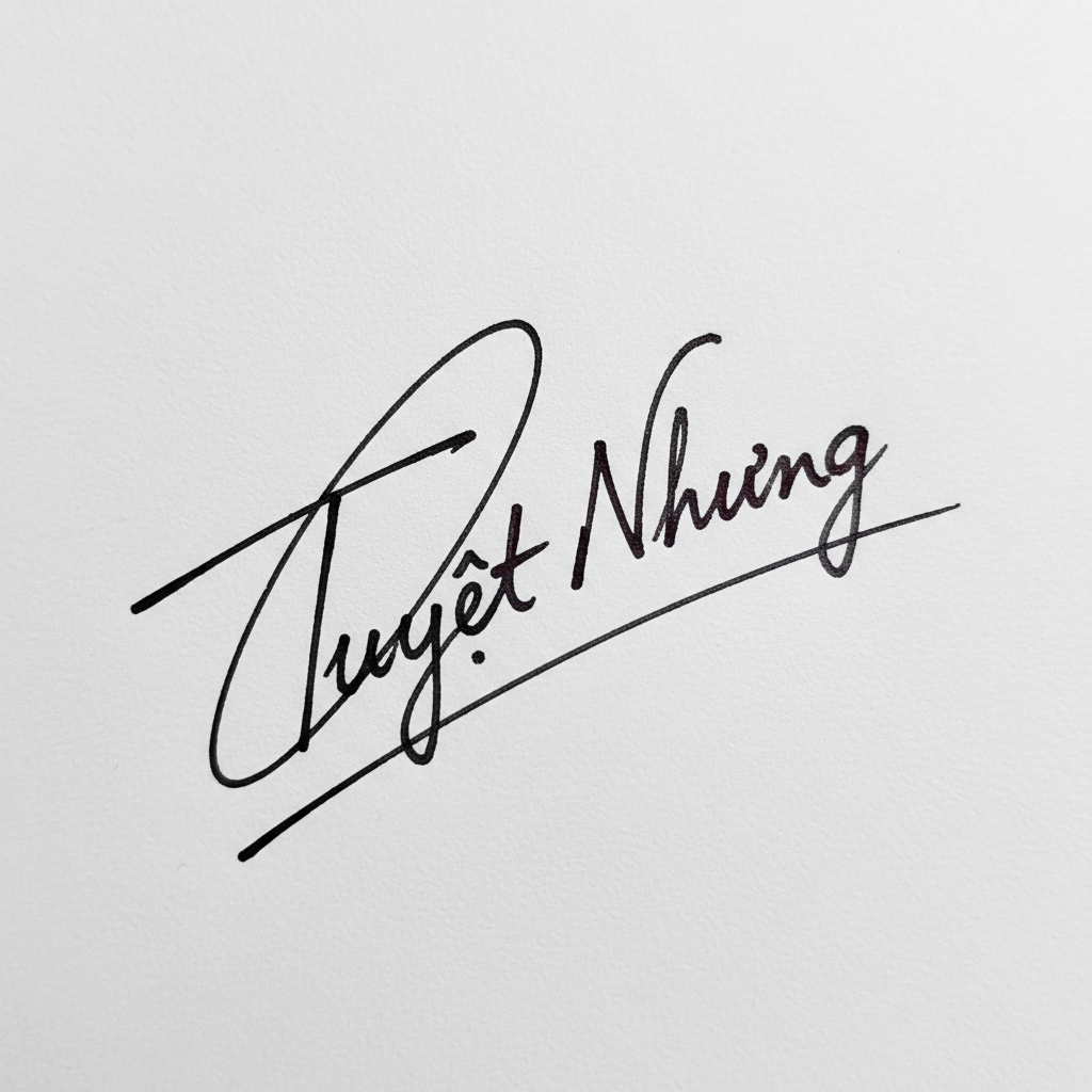 Chữ Ký Tên Tuyết Nhung: Thiết Kế Độc Đáo, Hợp Phong Thủy Để Vận May Thăng Hoa Mẫu chữ ký tên Tuyết Nhung số 5