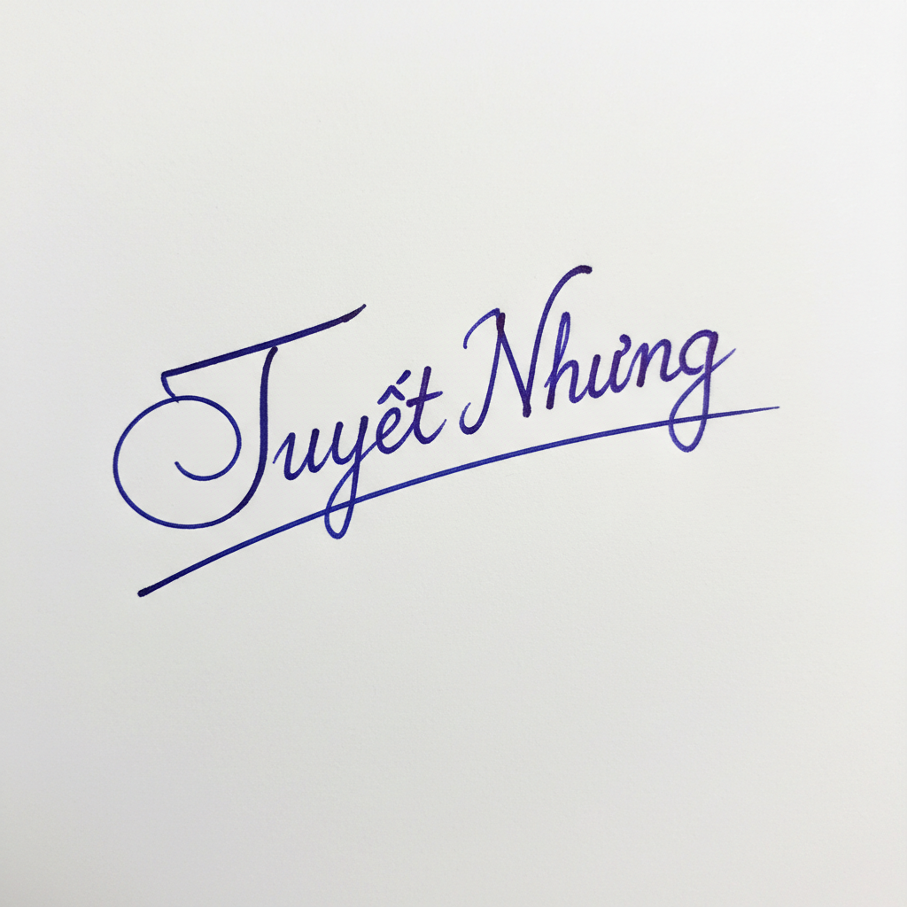 Chữ Ký Tên Tuyết Nhung: Thiết Kế Độc Đáo, Hợp Phong Thủy Để Vận May Thăng Hoa Mẫu chữ ký tên Tuyết Nhung số 6