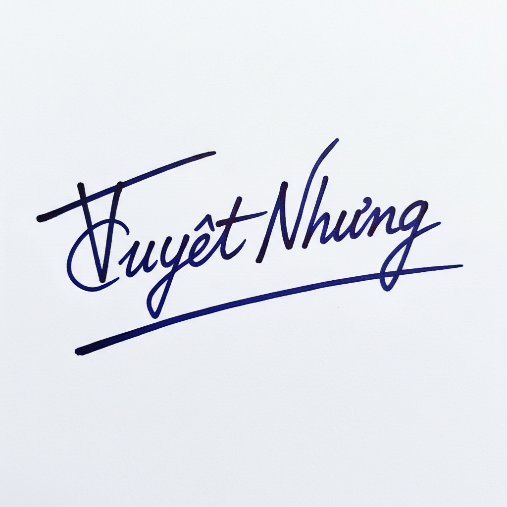 Chữ Ký Tên Tuyết Nhung: Thiết Kế Độc Đáo, Hợp Phong Thủy Để Vận May Thăng Hoa Mẫu chữ ký tên Tuyết Nhung số 9